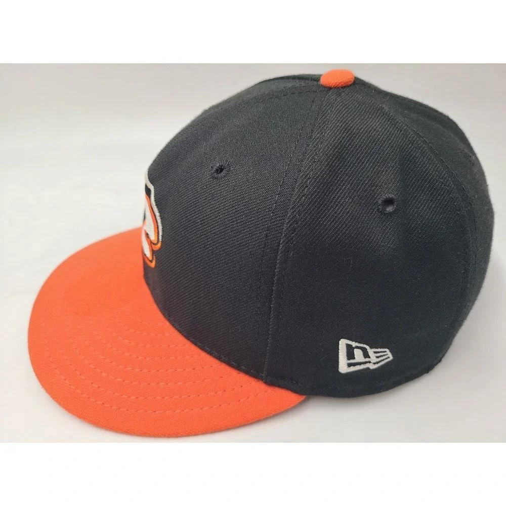 Vintage Bowie Baysox New Era 59Fifty Fitted 7 Hat Cap Wool Men MiLB Black Orange
